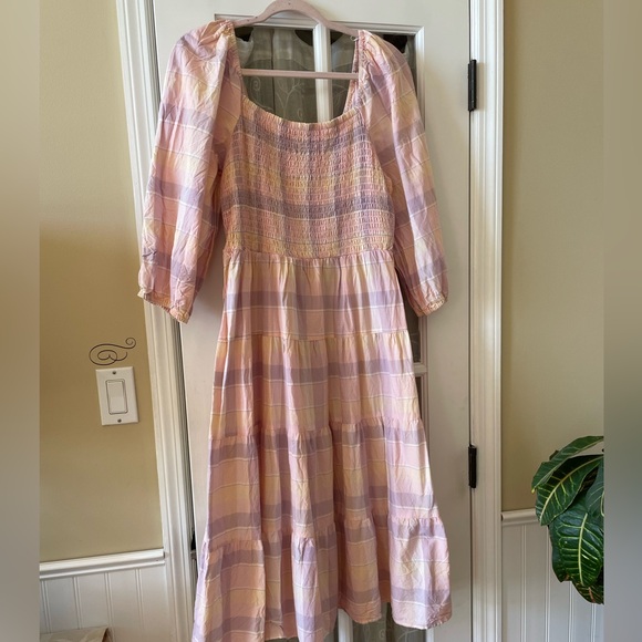 Time and Tru Pastel Check Midi Dress-Large-NWOT - Picture 1 of 7